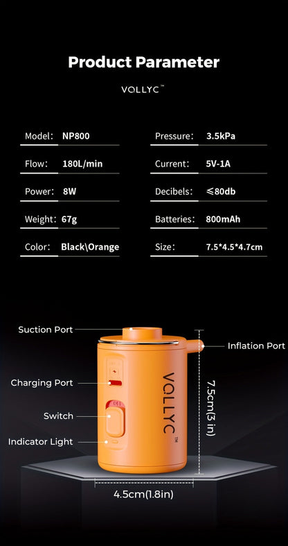Portable Electric Air Pump USB Rechargeable 800mAh