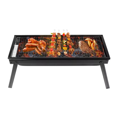 Portable Charcoal BBQ Grill Foldable - Lightweight Compact Outdoor Smoker Grill for Camping, Picnics, Hiking & Backyard Barbecue - Easy Setup Tabletop Charcoal Grill