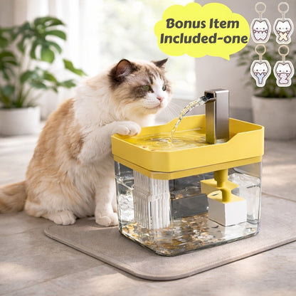 Pet Water Fountain Automatic 4-Stage Filtration – Ultra-Quiet USB Powered Circulating Fresh Water Dispenser with Visible Water Level Window, No Battery Needed, for Cats & Dogs | Home & Travel