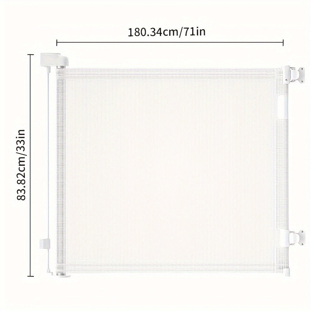 Retractable Baby Gate & Mesh Dog Gate - Extends 55" to 197" Wide, Child Safety Gate for Doorways Stairs Hallways, Indoor & Outdoor Use, Black / White / Gray, 6 Size Options