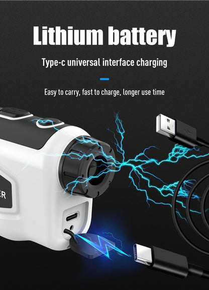 Golf Laser Rangefinder 1200 Yards Slope Compensation 6X Magnification Flag Lock HD Rechargeable USB Charging Anti-Vibration High Precision Quick Positioning White Stylish Design