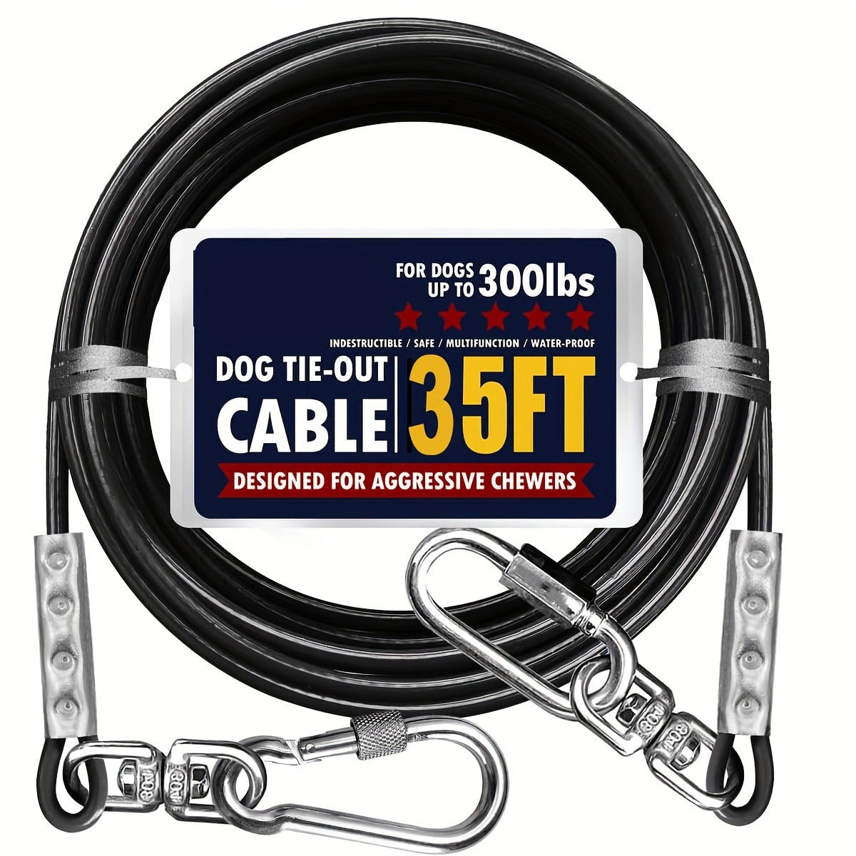 Dog Tie Out Cable for Yard Heavy Duty - Steel Wire Runner Leash with Swivel Hooks, Holds Up to 300 lbs, Anti-Tangle Dog Run Cable for Large Dogs Outdoor - S/M/L Sizes, 3 Colors