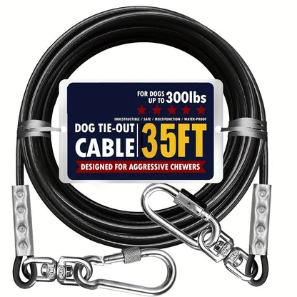 Dog Tie Out Cable for Yard Heavy Duty - Steel Wire Runner Leash with Swivel Hooks, Holds Up to 300 lbs, Anti-Tangle Dog Run Cable for Large Dogs Outdoor - S/M/L Sizes, 3 Colors