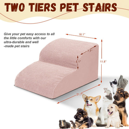 Dog Stairs for High Beds & Sofa - Extra Wide Foam Pet Steps with Non-Slip Bottom, Soft Cushioned Dog Ramp for Couch, Ideal for Small Dogs, Senior & Injured Pets, 2/3/4 Steps, 6 Colors
