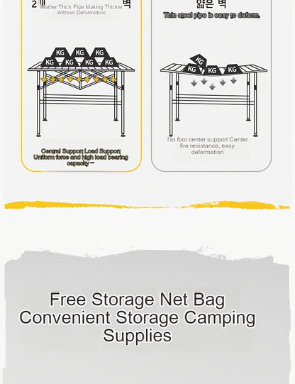 Foldable Roll-Up Camping Picnic Table with Carry Bag | Portable Outdoor Table for Camping Beach Backyard BBQ Parties Patios | Lightweight Compact Indoor Outdoor Table Black Large Plus Size