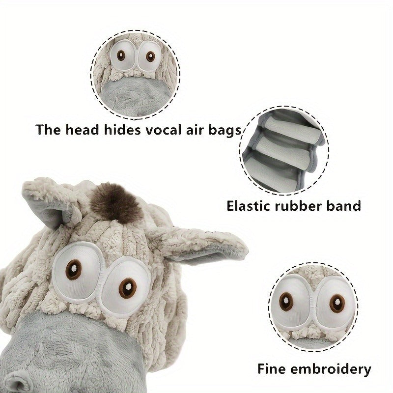 Dog Chew Toy Donkey Plush Squeaky Stretch Toy for Dogs - Durable Soft Stuffed Animal Chew Toy for Small Medium Large Dogs, Textured Spike Design, No Batteries Needed