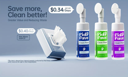 Dog Paw Cleaner No-Rinse with Soft Brush - pH Balanced Paw Wash for Dogs & Cats, 5oz Gentle Grooming Cleanser in Lavender Chamomile, Lemongrass Sage & Fragrance-Free
