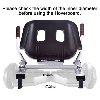 Hoverboard Go Kart Seat Attachment Kit for Kids 6.5"-10" Self Balancing Scooter Conversion Accessories with Off-Road Tires, Shock Absorber & Dual Footrests – Sturdy Metal Frame, Easy Install, Fun Ride