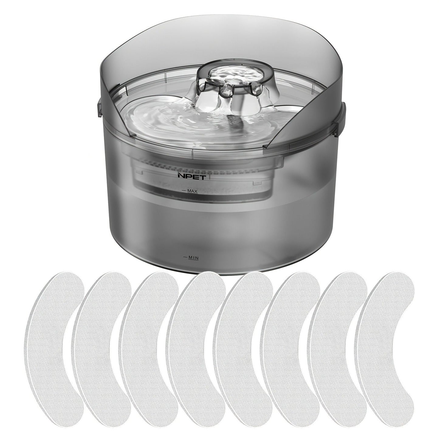 Dog Water Fountain 2 Gallon NPET DF30 - Automatic Pet Water Dispenser Triple Filtration with Splatter Guard & Cleaning Kit for Large Dogs & Multiple Pets 1.3Gal or 2Gal Options