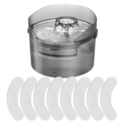 Dog Water Fountain 2 Gallon NPET DF30 - Automatic Pet Water Dispenser Triple Filtration with Splatter Guard & Cleaning Kit for Large Dogs & Multiple Pets 1.3Gal or 2Gal Options