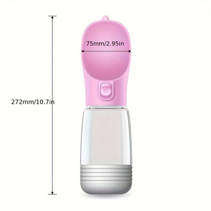 Portable Dog Water Bottle with Food Storage - Leakproof 2-in-1 Pet Travel Bottle for Hiking, Walking & Outdoor Activities, Water Only or Water + Grain Combo, Green / Pink / White