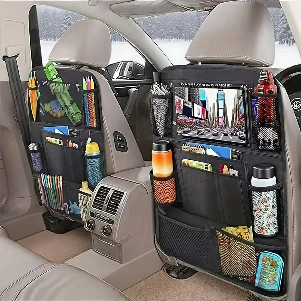 [Car Seat Storage Bag] Durable Car Seat Back Storage Bag, Foldable Storage Bag With Multiple Compartments For Tablets, Smartphones, Soda Cans & More, Ideal For Travel, Car Storage Organizer, Backseat Storage, Perfect For Room Organization