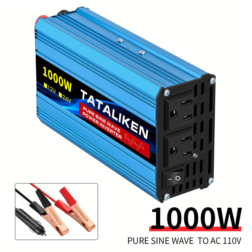 TATALIKEN Pure Sine Wave Inverter 1000W (peak) / 5000W (peak) Power, 12V/24V to 110V DC to AC, for Power Outages, Camping, Backup, And Automotive Accessories, Without Battery