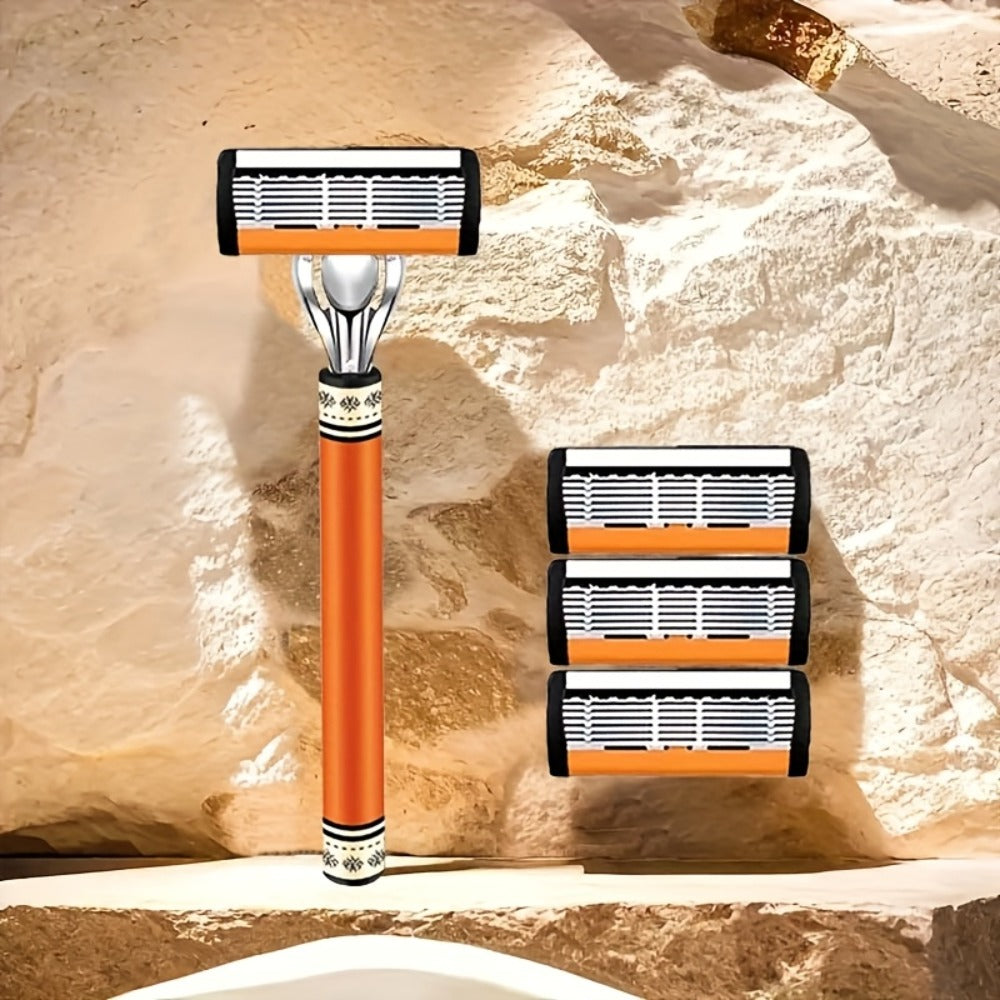 Double Edge Safety Razor Set for Men with 2 Handles & Stainless Steel Replacement Blades — Barber-Quality Close Shave Manual Shaving Kit, Reusable Eco-Friendly Razor, 24/36/54/72 Blade Options