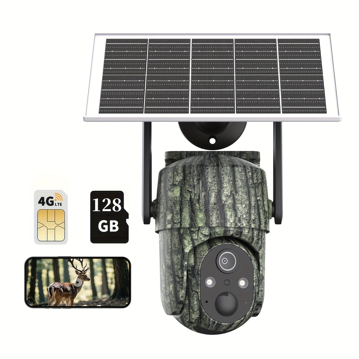4G Cellular Game Camera Solar Powered - 2K Live View, 0.02s Motion Trigger, Night Vision, No WiFi Needed for Hunting & Wildlife