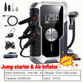 10000A 7-In-1 Multifunctional Emergency Jump Starter with 150PSI Air Pump, Digital Tire Inflator, Portable Car Battery Charger, Up to 2.64gal Gas/2.38gal Diesel, LED Emergency Light & USB Charging, Car Emergency Tool. Suitable As a Holiday Gift