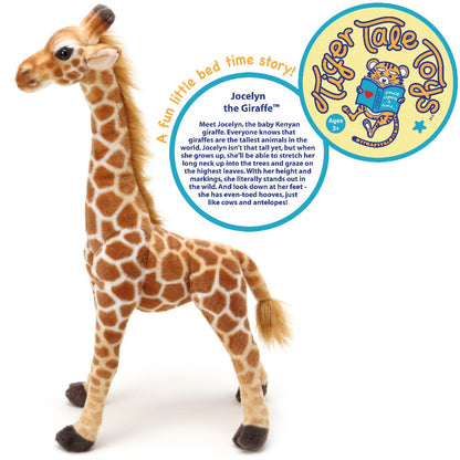 Jocelyn Poseable Giraffe Stuffed Animal 22 Inch – Baby Kenyan Giraffe Plush Toy with Story Card CPSIA ASTM Safety Certified Soft Realistic Safari Gift for Kids Boys Girls Ages 3+