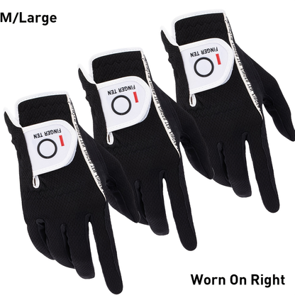 Wet Weather Golf Gloves Rain Grip 3-Pack for Men | Breathable Water-Resistant Golf Gloves for Left & Right Hand – Durable Comfortable Fit in Hot & Wet Conditions (Black, Gray, White | S–3XL)