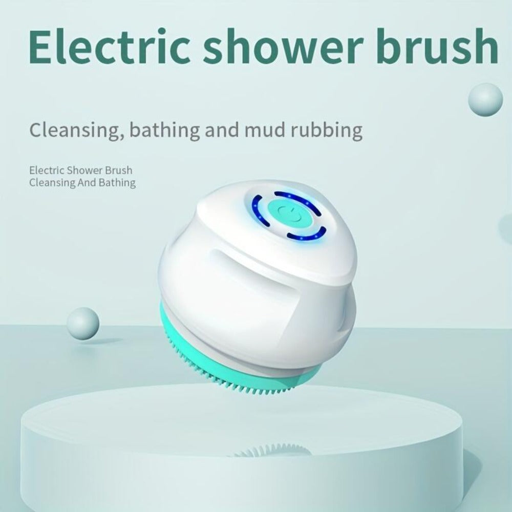 Electric Body Scrubber Brush 5-in-1 Rotating Shower Exfoliator with Long Handle - Soft Bristle Waterproof Bath Brush for Back Face & Full Body, Home Spa Skin Care Tool for Women & Men