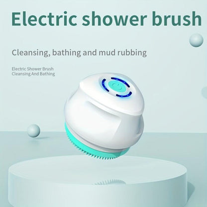 Electric Body Scrubber Brush 5-in-1 Rotating Shower Exfoliator with Long Handle - Soft Bristle Waterproof Bath Brush for Back Face & Full Body, Home Spa Skin Care Tool for Women & Men