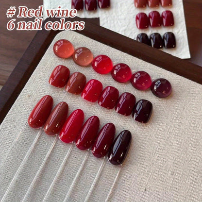 Jelly Gel Nail Polish Set 6 Colors — Nude Pink Translucent Soak Off LED UV Curable Semi-Permanent Gel Polish Kit | Photo Frame Bottle | Long Lasting Glossy Finish | Home Salon DIY Manicure Gift for Women