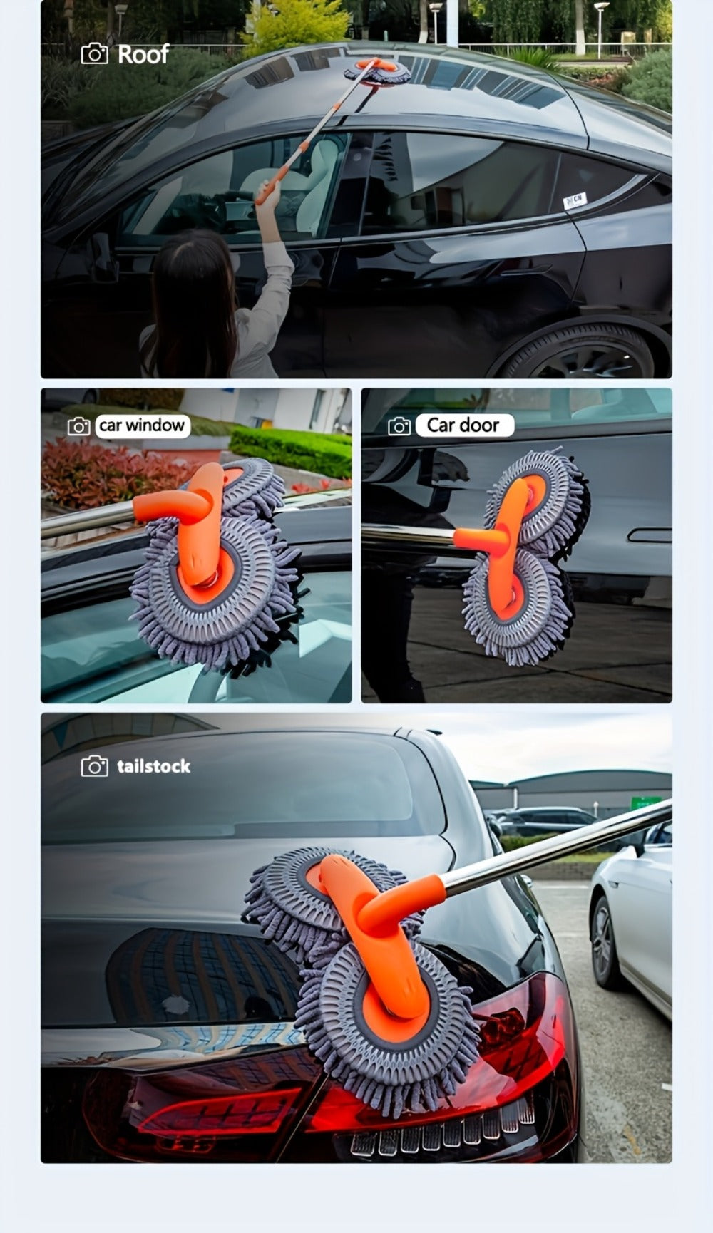 Car Wash Mop with Adjustable Handle – Microfiber Cleaning Brush for Cars & Trucks, Scratch-Free Detailing Tool
