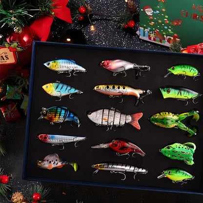 Swimbait Fishing Lures 15pcs Multi-Section Jointed Lure Kit for Bass Pike Trout, Saltwater Freshwater Realistic Swimming Action Fishing Bait Set G1 G2 G3 Styles, Fishing Gift Bundle