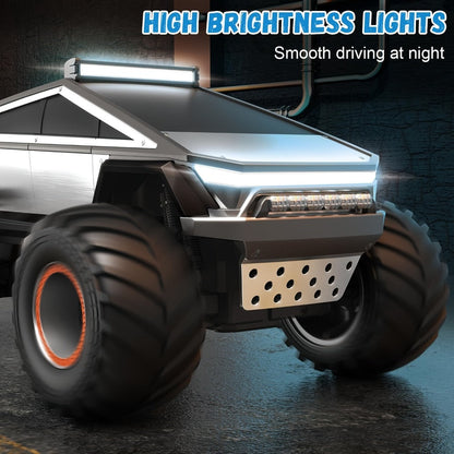 1:12 Scale RC Monster Truck 4WD All-Terrain – Remote Control Cybertruck & Pickup Truck with LED Lights & Sound Effects, 2.4GHz Rechargeable RC Car Gift for Boys Ages 6 7 8 9 10 Birthday Christmas