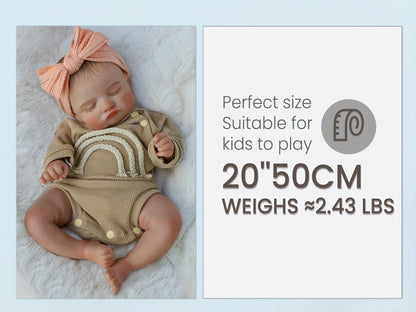 Reborn Baby Doll 20 Inch Lifelike Newborn Girl with Soft Body Feeding Set & Sleeping Pose – Realistic Silicone-Like Infant Toy Safe for Kids Ages 3+ Perfect Birthday Christmas Gift 50cm