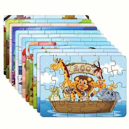 Kids Puzzle Set 12 Pack – Jigsaw Puzzles for Boys & Girls Ages 3+, 12 Different Themes Mixed Colors, Educational Activity Toy, Fun Gift for Toddlers Preschoolers Halloween Christmas Birthday