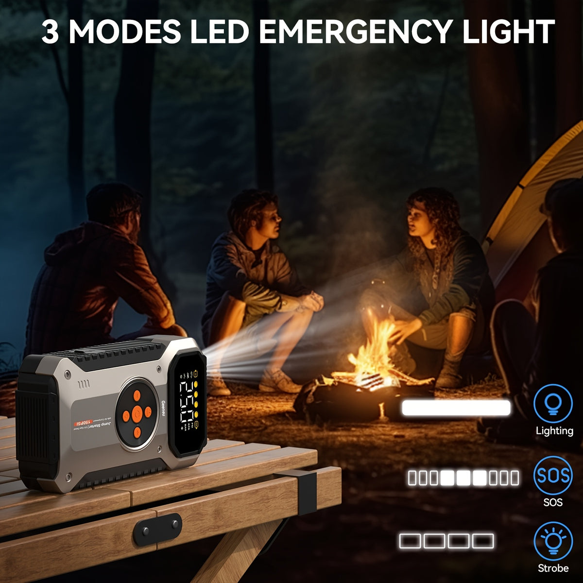 12000mAh Jump Starter for Car, Jump Starter with Air Compressor, Battery Jump Starter Portable5000A Peak 150PSl Digital Tire Inflator, Car Battery Charger Portable for 12V (8.5LGas/1.85gal Diesel) USB Input/output, LED Emergency, Car Accessories