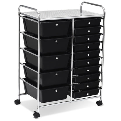 Rolling Storage Cart shown in the Black/Silvery option