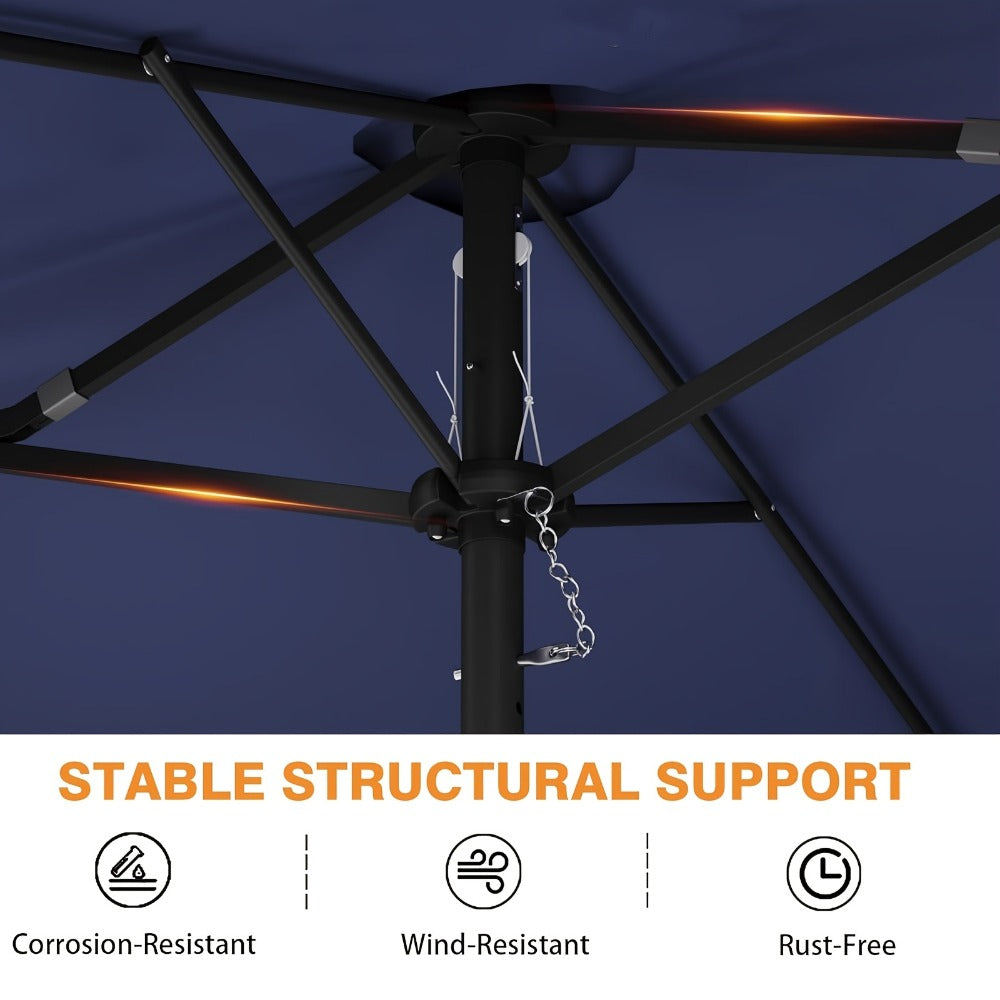 15-Foot Solar LED Patio Umbrella with LED Lighting, Outdoor Market Umbrella detail image - detail view 12
