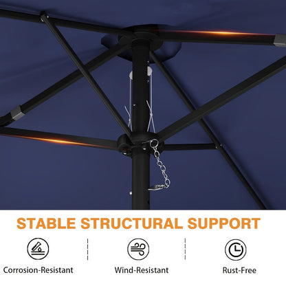 15-Foot Solar LED Patio Umbrella with LED Lighting, Outdoor Market Umbrella detail image - detail view 12