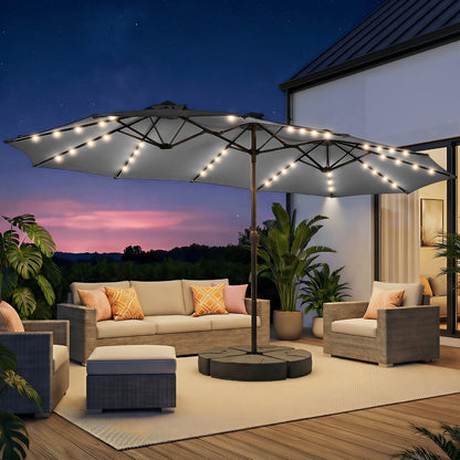 15-Foot Solar LED Patio Umbrella with LED Lighting, Outdoor Market Umbrella detail image - detail view 15