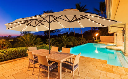15-Foot Solar LED Patio Umbrella with LED Lighting, Outdoor Market Umbrella detail image - detail view 18