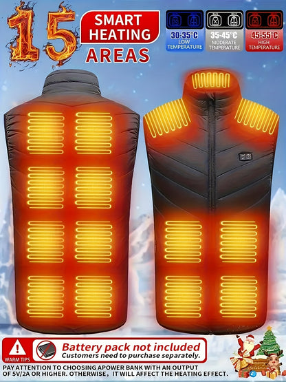 Heated Vest with 15 Heating Zones Dual control Separate Heat Control for front and - product view 4