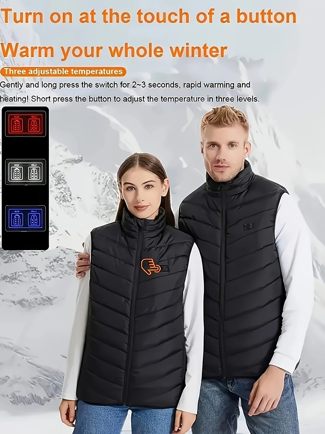 15-Zone USB Heated Vest - Front and Back Heat Controls