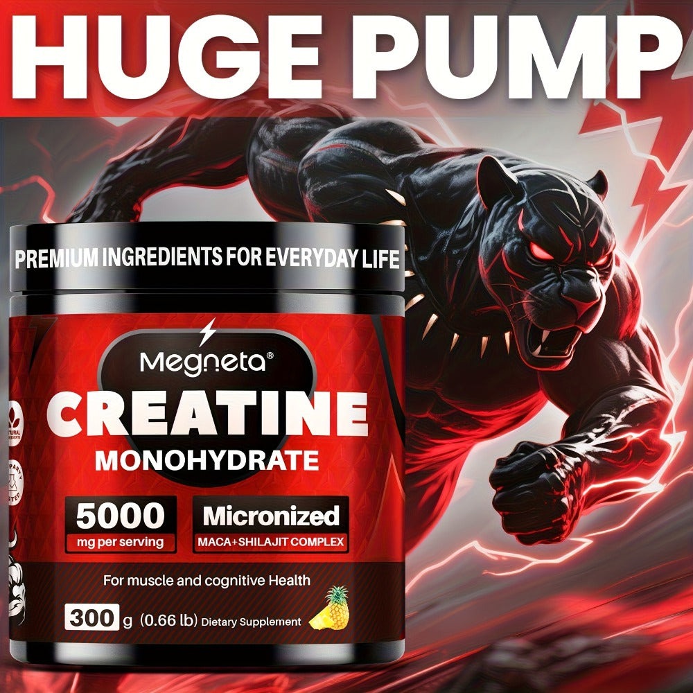 Micronized Creatine Monohydrate Powder 300g — 5000mg Per Serving | 60 Servings | Strength, Power & Focus Formula | No Artificial Sweeteners or Flavors | Pure Unflavored Pre & Post Workout