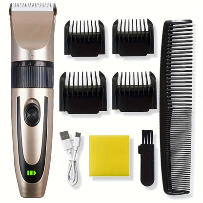 Hair Clipper Grooming Kit for Men USB Rechargeable with LCD Display | 8 Guide Combs Trimmer Shaver Set | Professional Home Hair Cutting Kit | Single 2pcs 3pcs Options Gift Set for Men