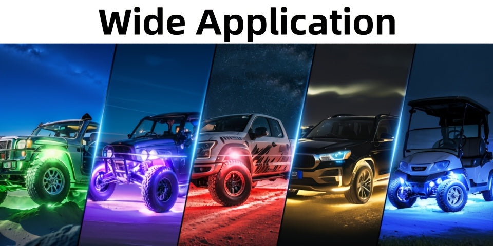 RGB LED Rock Lights With App/Remote Control & Timing & Music Mode Rock Lights For Trucks, Rock Light Kits For ATV RZR UTV SUV Off Road Motorcycle, Without Battery