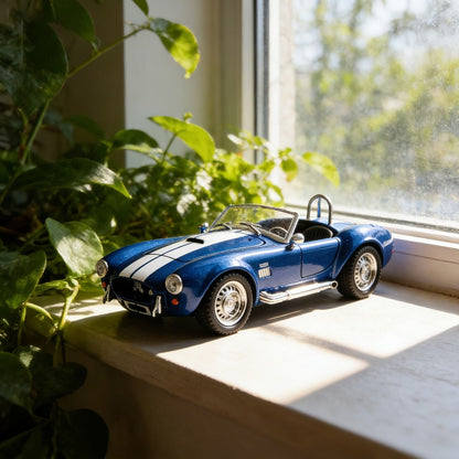 Shelby Cobra 1:22 Scale Zinc Alloy Diecast Model Car – Collector-Grade Exhibition-Quality Replica with Openable Doors, Static Display for Home Office Desk, Birthday Gift (Black / Blue / Red)