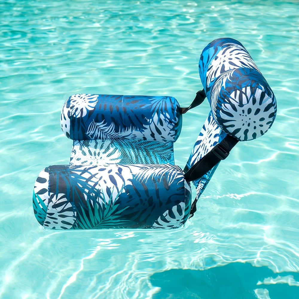 Inflatable Pool Float Chair for Adults – Leaf Design Floating Lounger with Mesh Sling Seat & Soft Fabric Cover, 1 or 2 Pack, Pool Beach Lake Summer Water Toy