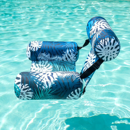 Inflatable Pool Float Chair for Adults – Leaf Design Floating Lounger with Mesh Sling Seat & Soft Fabric Cover, 1 or 2 Pack, Pool Beach Lake Summer Water Toy