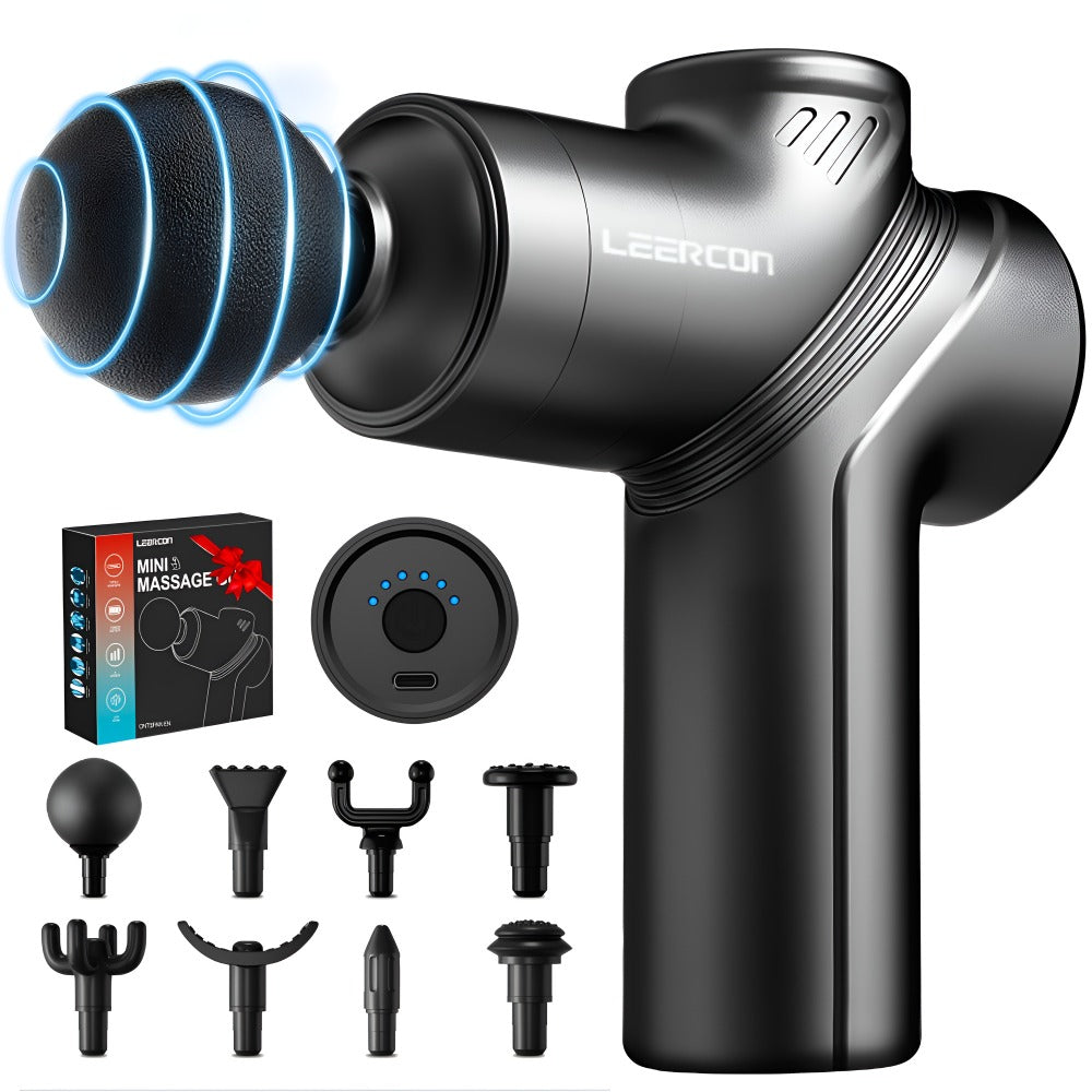 Massage Gun Deep Tissue Percussion Massager – Portable Handheld Electric Body Massager with 4/8 Heads & 6 Speed Settings for Muscle Relaxation & Post-Workout Recovery