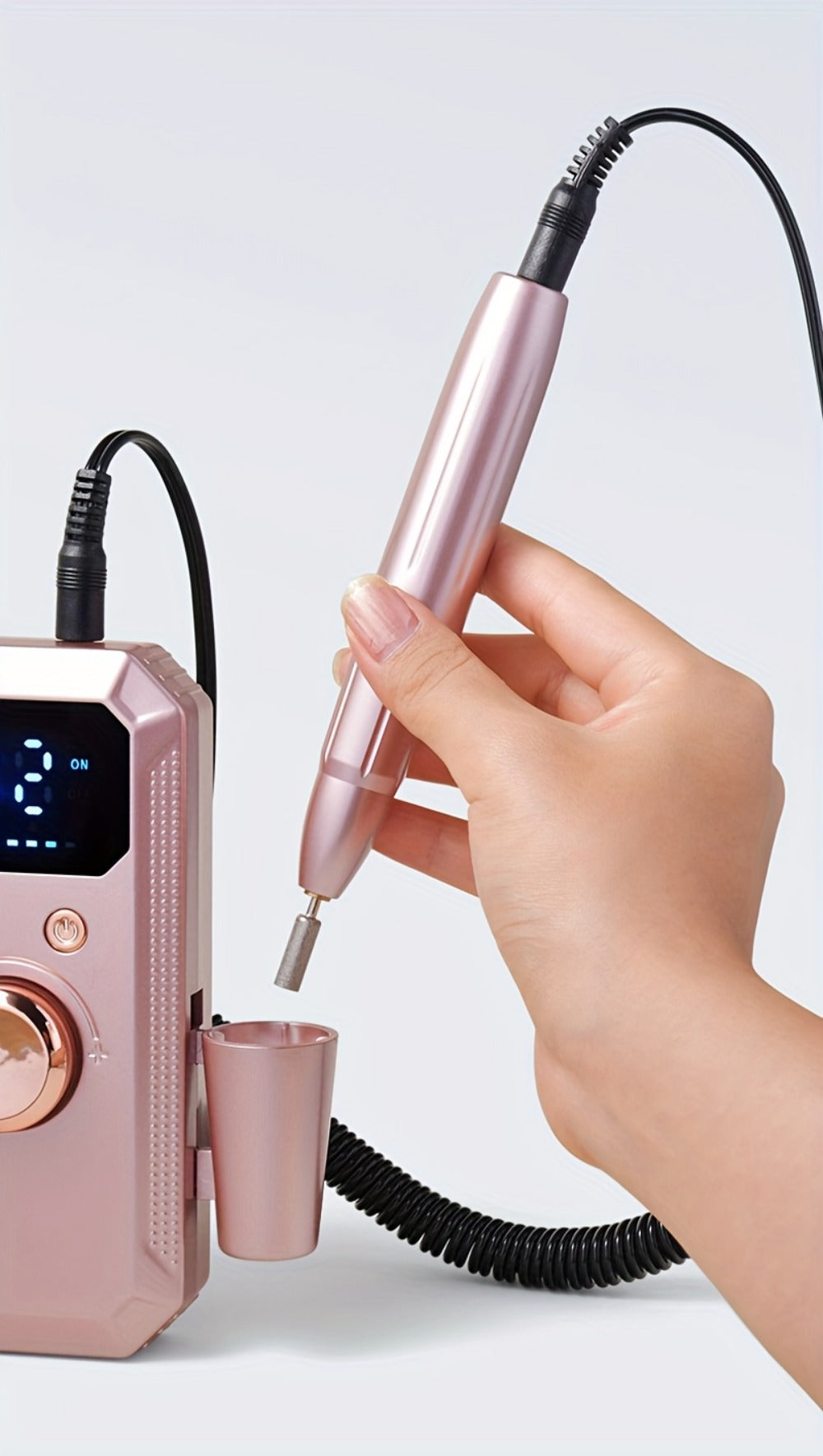 Cordless Electric Nail Drill Machine Rechargeable Professional E-File 11 Bits 20 Sanding Discs High Speed Acrylic Gel Natural Nails Polishing Portable Home Salon Black Pink White Grey Rose Gold