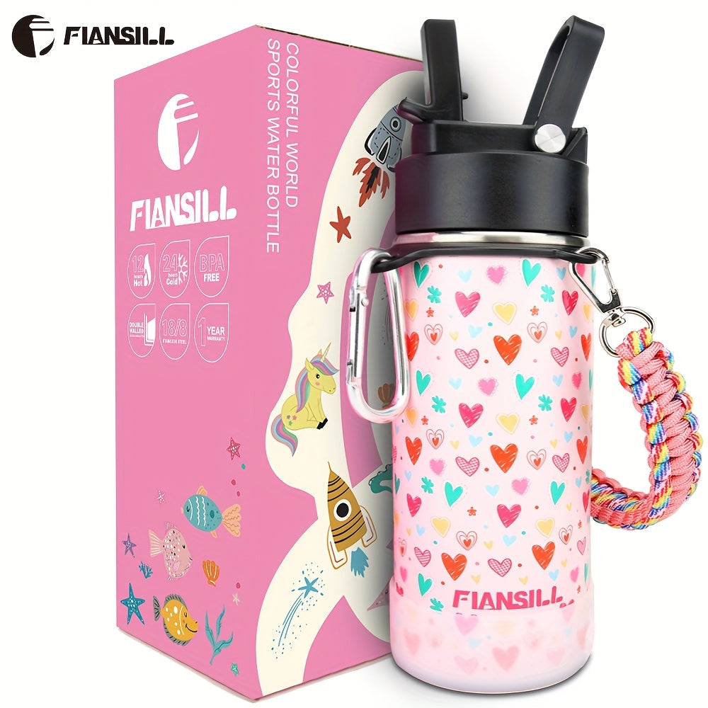 Insulated Water Bottle 16oz - Stainless Steel Vacuum Tumbler with Fun Printed Designs - Leak-Proof Kids & Teen Water Bottle, Perfect Gift for Students, Boys, Girls & Outdoor Activities