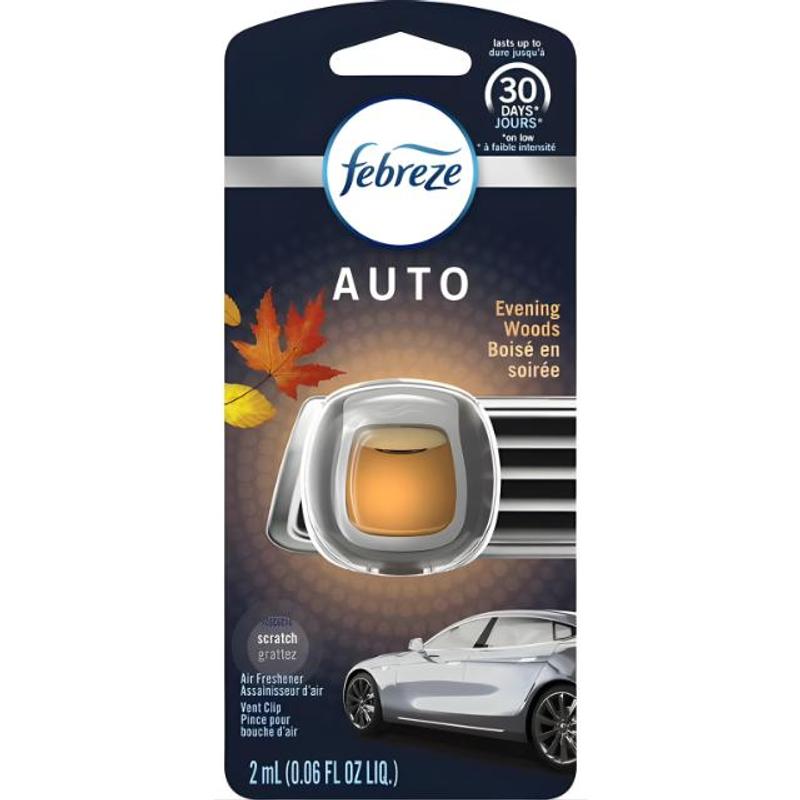 Febreze Auto Car Vent Clip Air Freshener, 3 Count Variety Pack: Unstopables Fresh, Evening Woods, Laundry Fresh, Odor Eliminator for Strong Odor