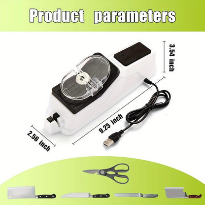 Electric Knife Sharpener with 5 Double-Sided Stones - USB Powered Professional Kitchen Knife Sharpener for Quick Sharpening & Polishing with Protective Cover