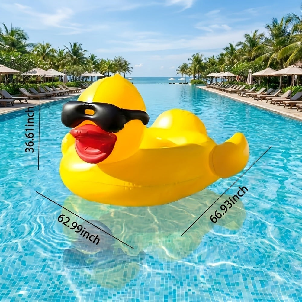 Giant Duck Pool Float for Adults 67 Inch XXL – Ride-On Inflatable Raft Holds 300 lbs, Includes 16-Inch Beach Ball, Pool Lake River Beach Summer Party Decoration